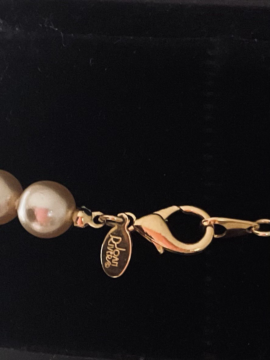 Joan Rivers Gold-tone, Pearl, & Amber Colored Stones Necklace