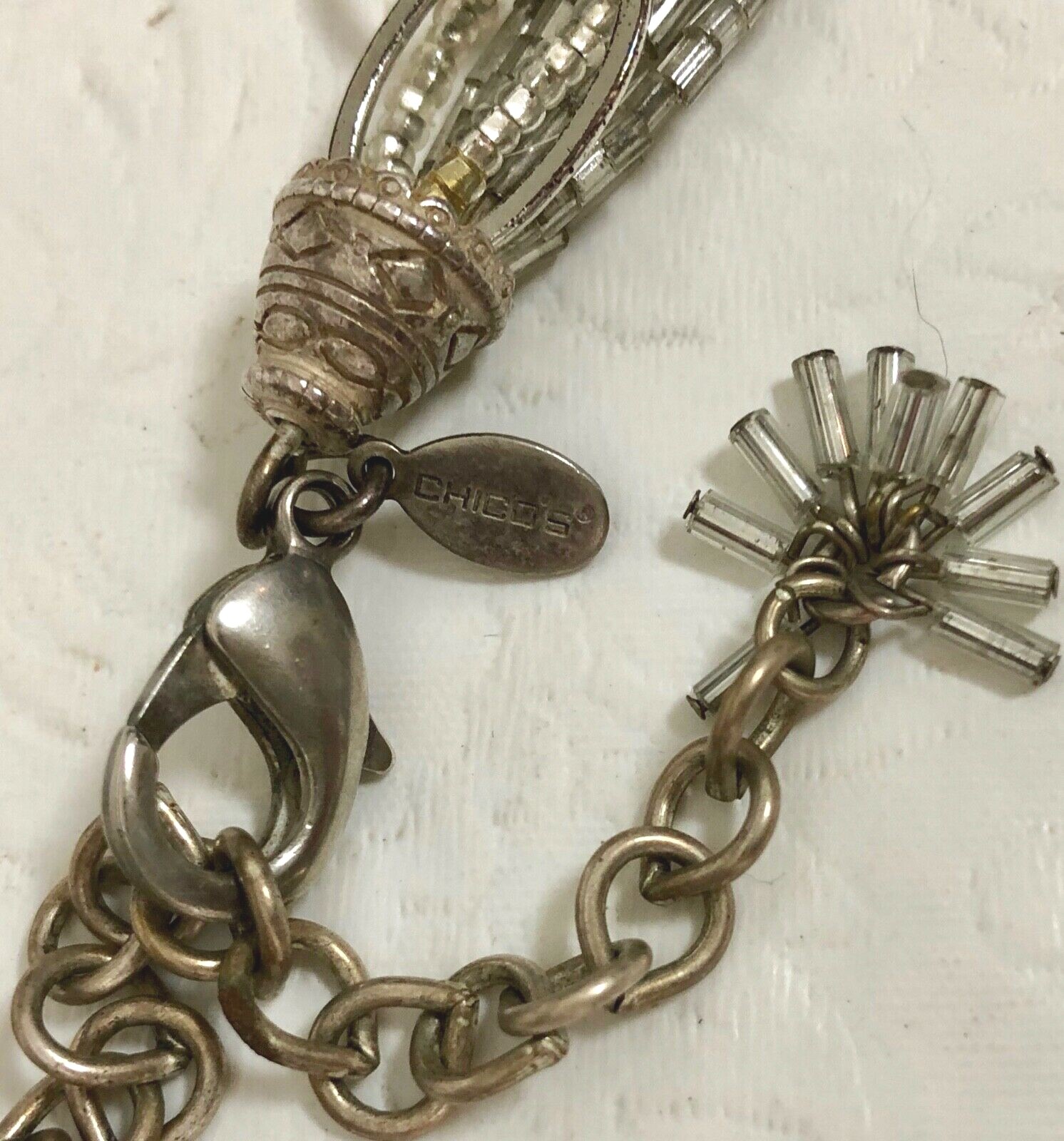 Beautiful Chico’s Silver Tone 9 Strands Necklace 16″ W/ 4 1/2″ Extension