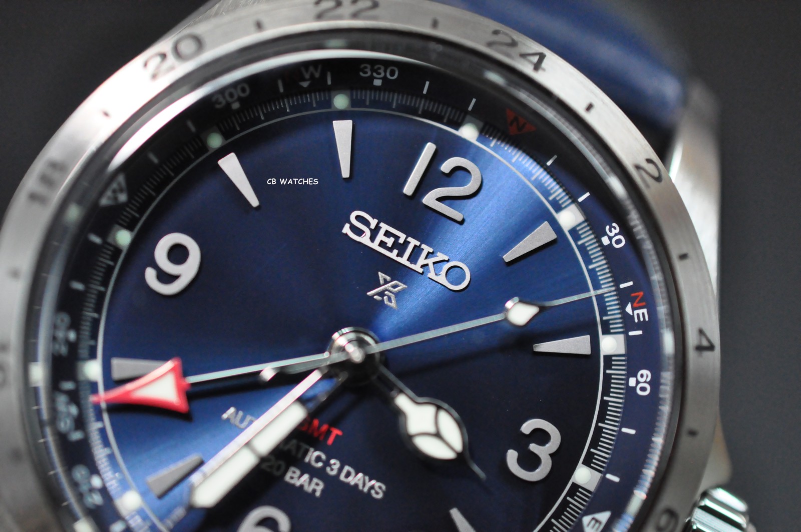 Seiko Prospex SPB377J1 Alpinist Blue Dial GMT Leather 200m Automatic