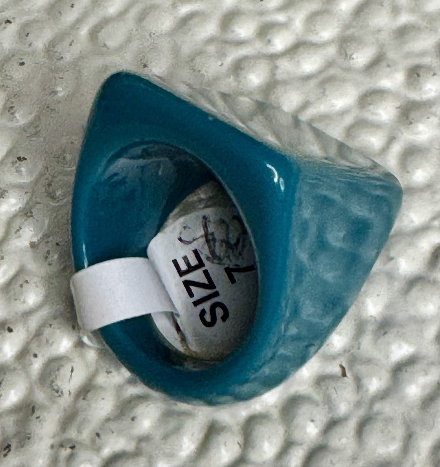 Plunder turquoise Acrylic Ring Size 7 New