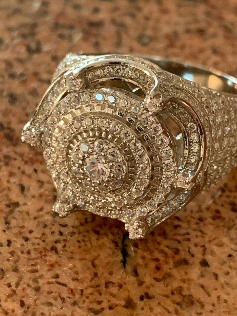 Men’s Large Solid 925 Silver 5ct King Crown Simulated Diamond Pinky RING HIP-HOP