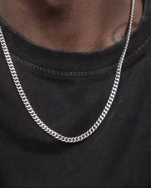 Hib Hop Cuban chain necklace Rock stainless basic chain men necklace simple neck