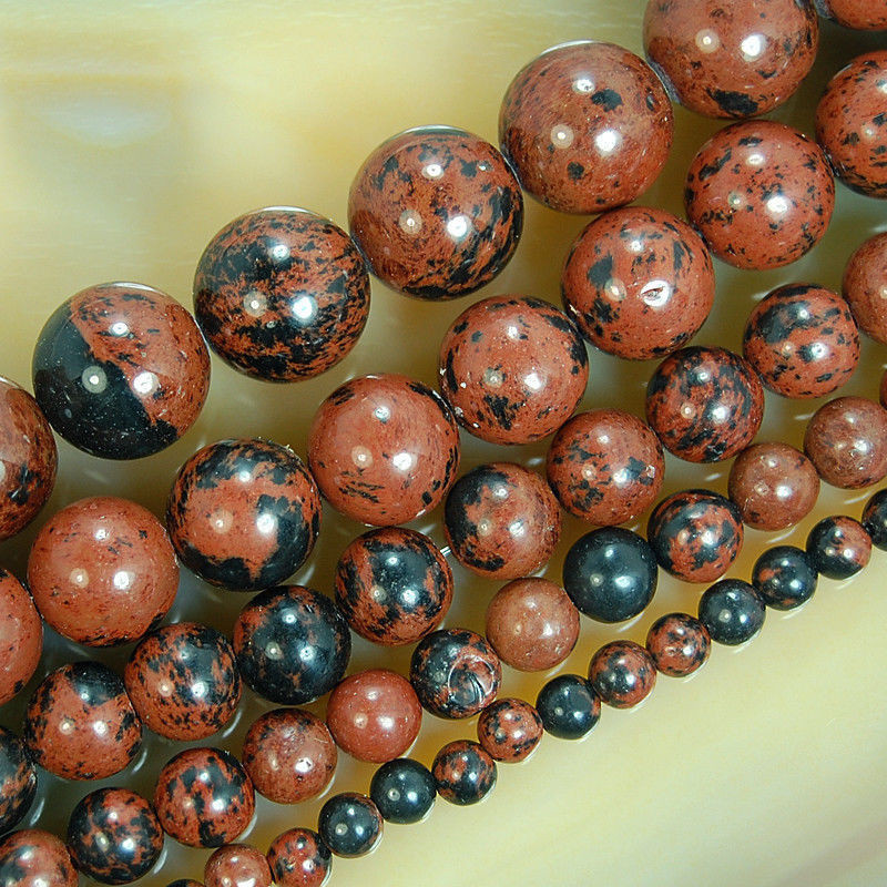 Natural Mahogany Obsidian Round Beads 15.5″ 4mm 6mm 8mm 10mm 12mm