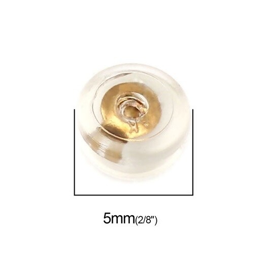 10 Small Soft Silicone Mushroom Bubble Gold 5mm Earnuts Earring Clutch Backs