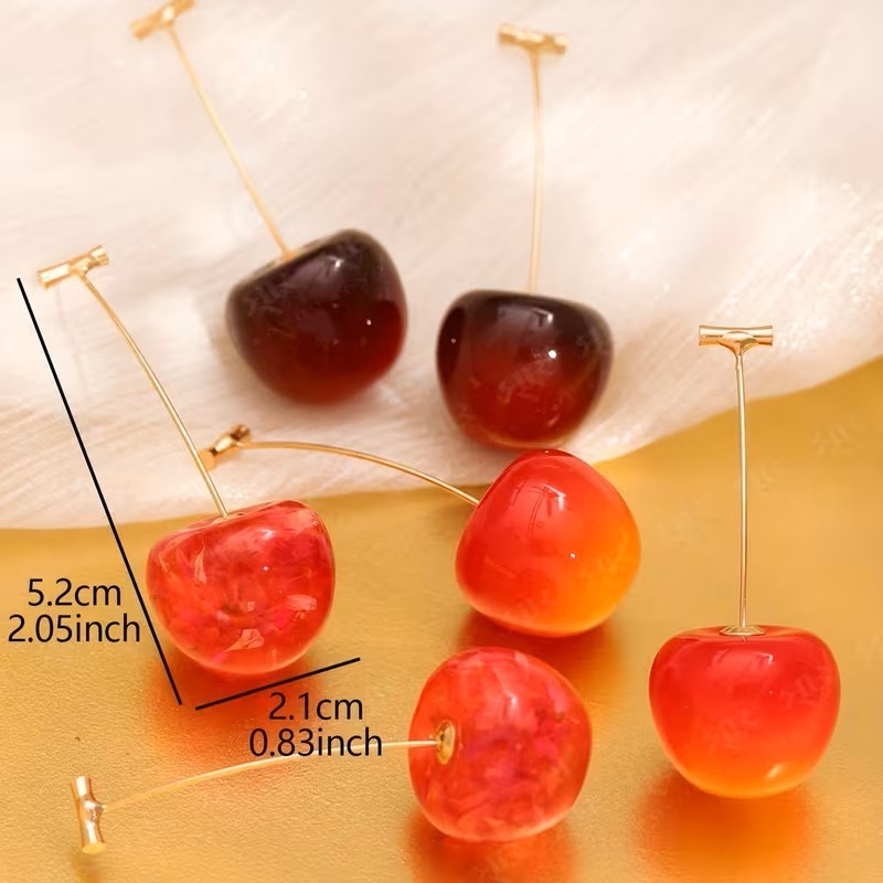 Sweet Cherry Dangle Earrings Cute Fruit Drop Statement Fashion Jewelry