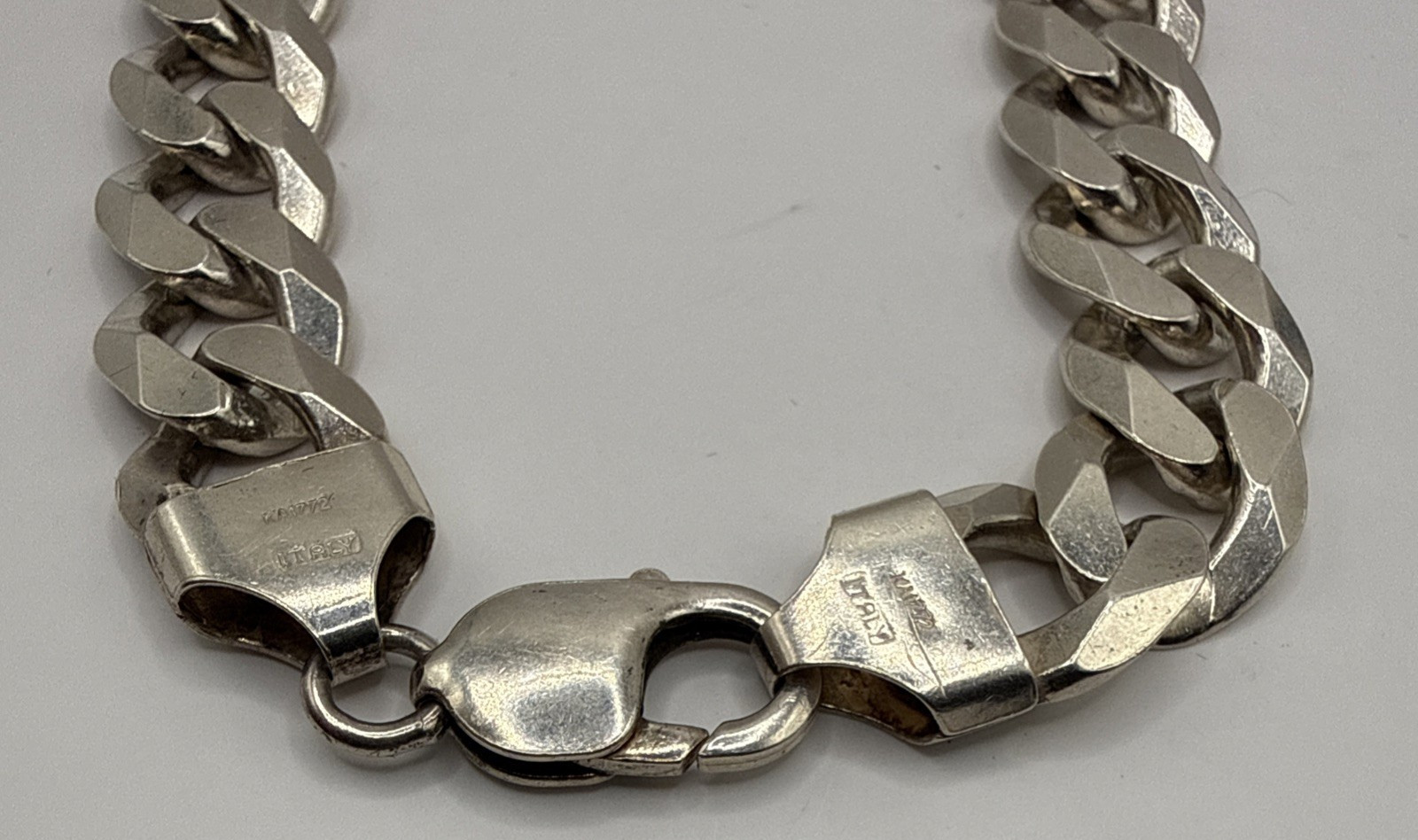 Sterling Silver Curb Chain Bracelet 9″ Length (44 Grams)