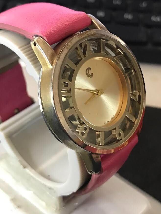 Fashion 37mm Transparent Dial Quartz Analog Women’s Watch New Battery (#1451)