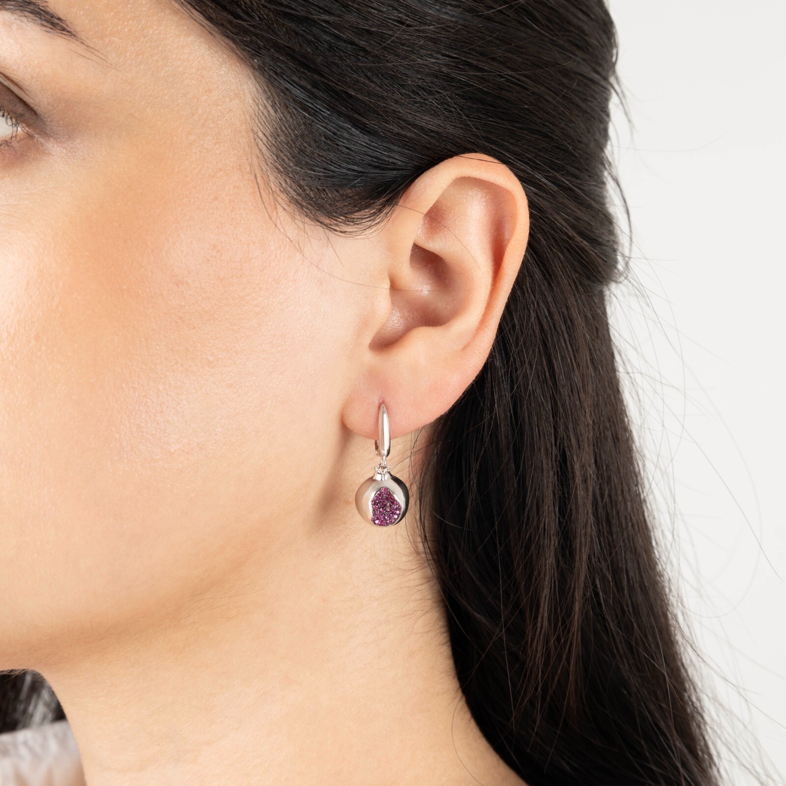 14k Gold Pomegranate Dangle Earrings Ruby Gemstone Pomegranate Earrings Women