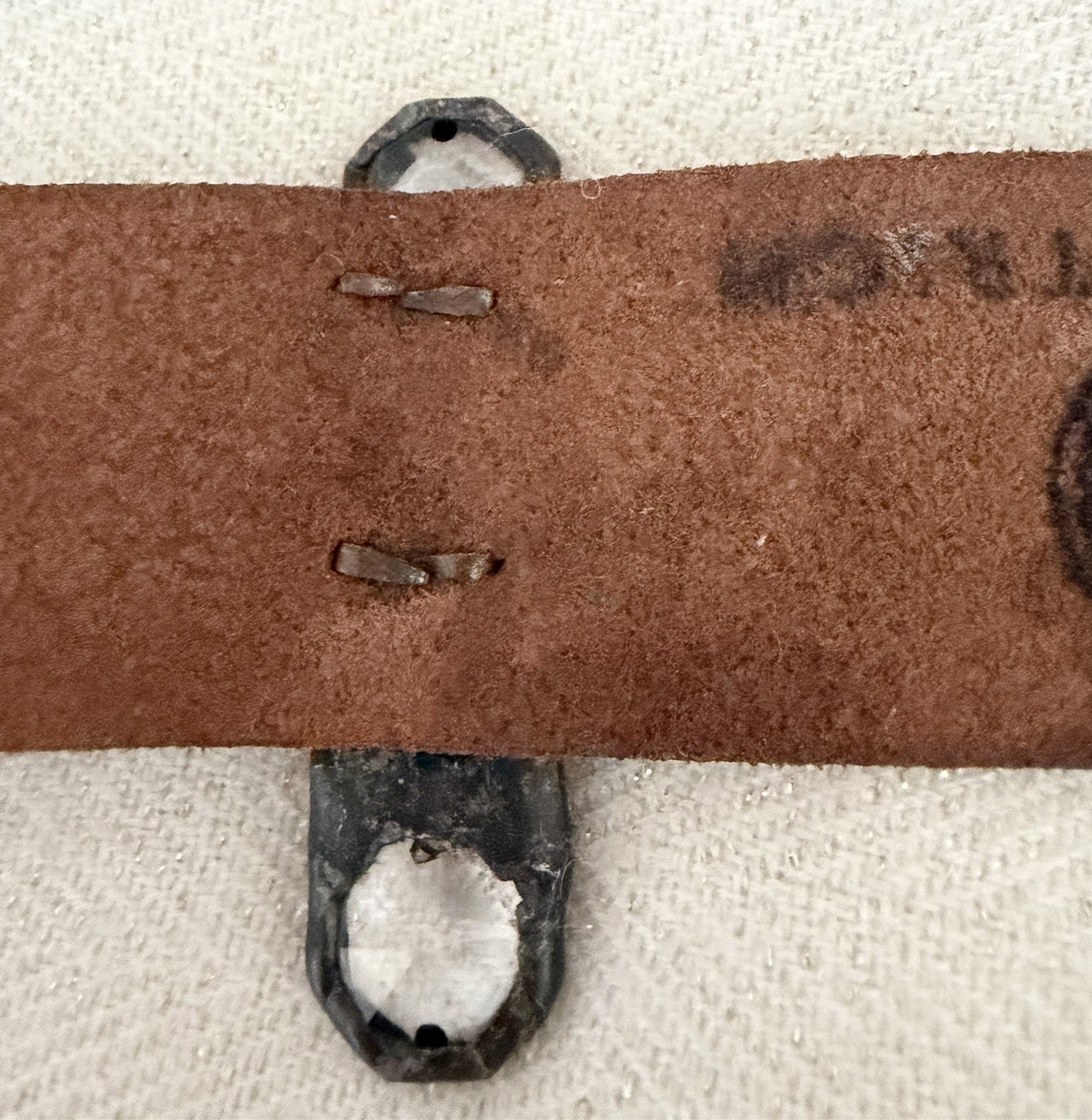 Jamie Dietrich Vintage Dark Leather & Crystal Cross Cuff Bracelet Limited – Rare