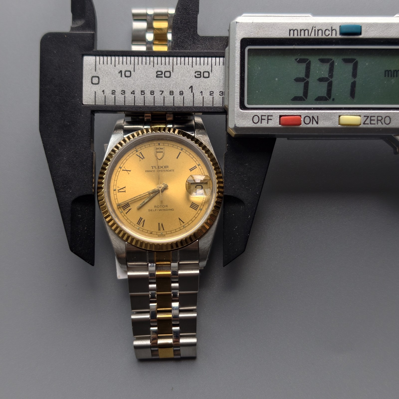 Tudor Prince Date 74033 Champagne Dial Men’s Watch Auto 34mm Black Roman Number