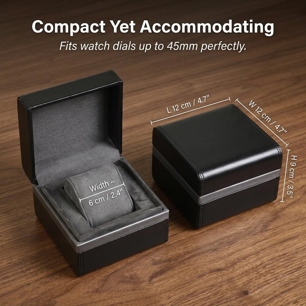 Single Watch Box, Microfiber Leather Watch Case with Soft Velvet Pillow, Tra…