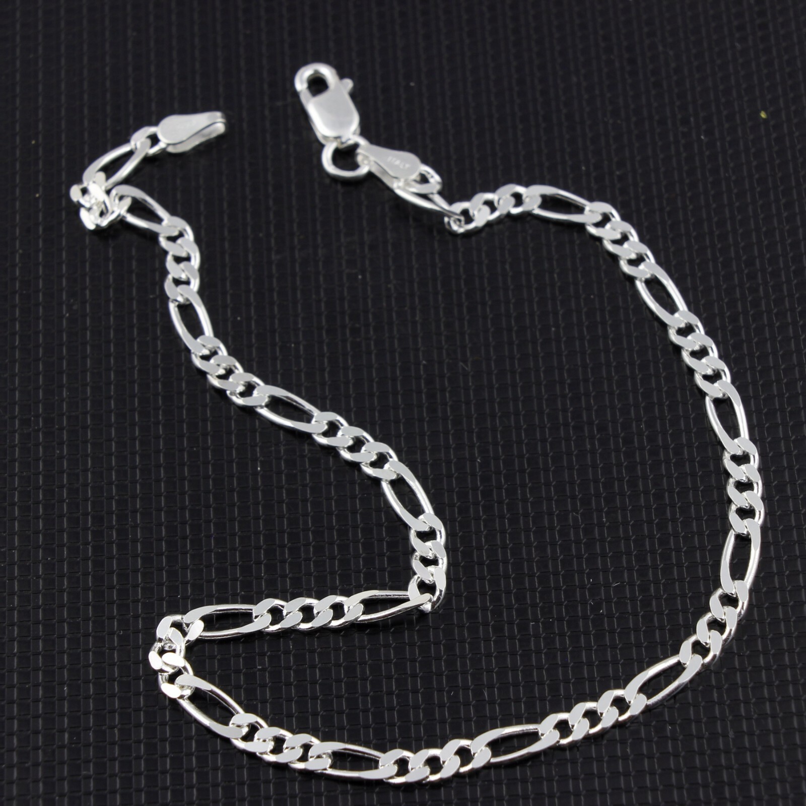 Fashion Women / Girl 925 Sterling Silver Flat Figaro Chain Anklet Bracelet 9-10″