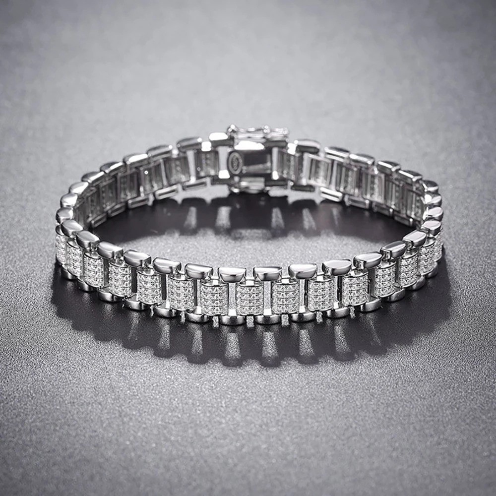 Luxury D Color VVS Moissanite Bracelet 925 Silver 7.5 Inches WG