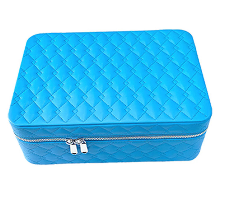 Baby Blue Luxury Travel Jewelry Case Organizer – Real Genuine Leather