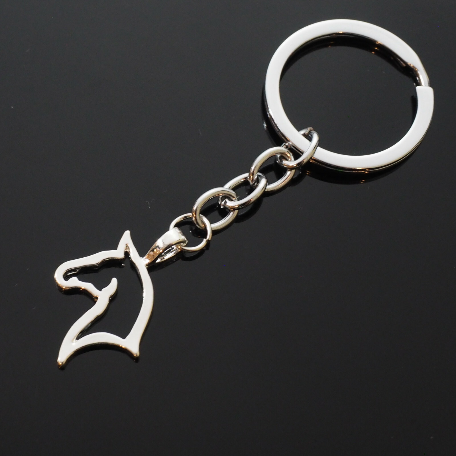 Beautiful Horse Head Hollow Outline Charm Pendant Keychain Lover / Rider Gift