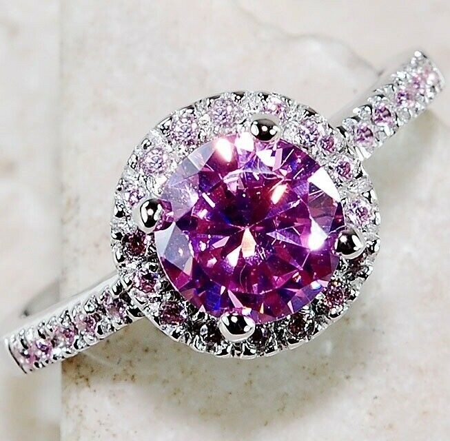2CT Heat Treated Pink Topaz 925 Sterling Silver Ring Jewelry Sz 6 UB3-8