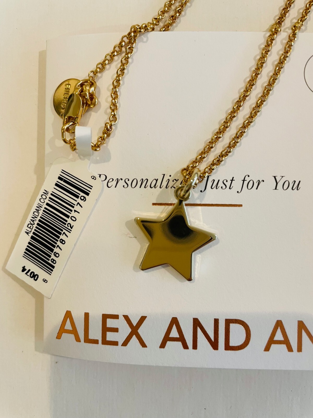 alex and ani gold star charm necklace, gift box,19″chain, nickel free