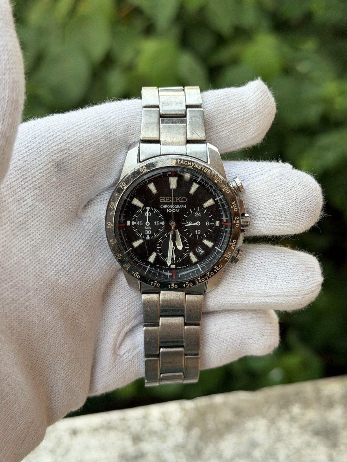 SEIKO 6T63-00D0 40mm Black Dial Chronograph Men’s Quartz Watch JAPAN
