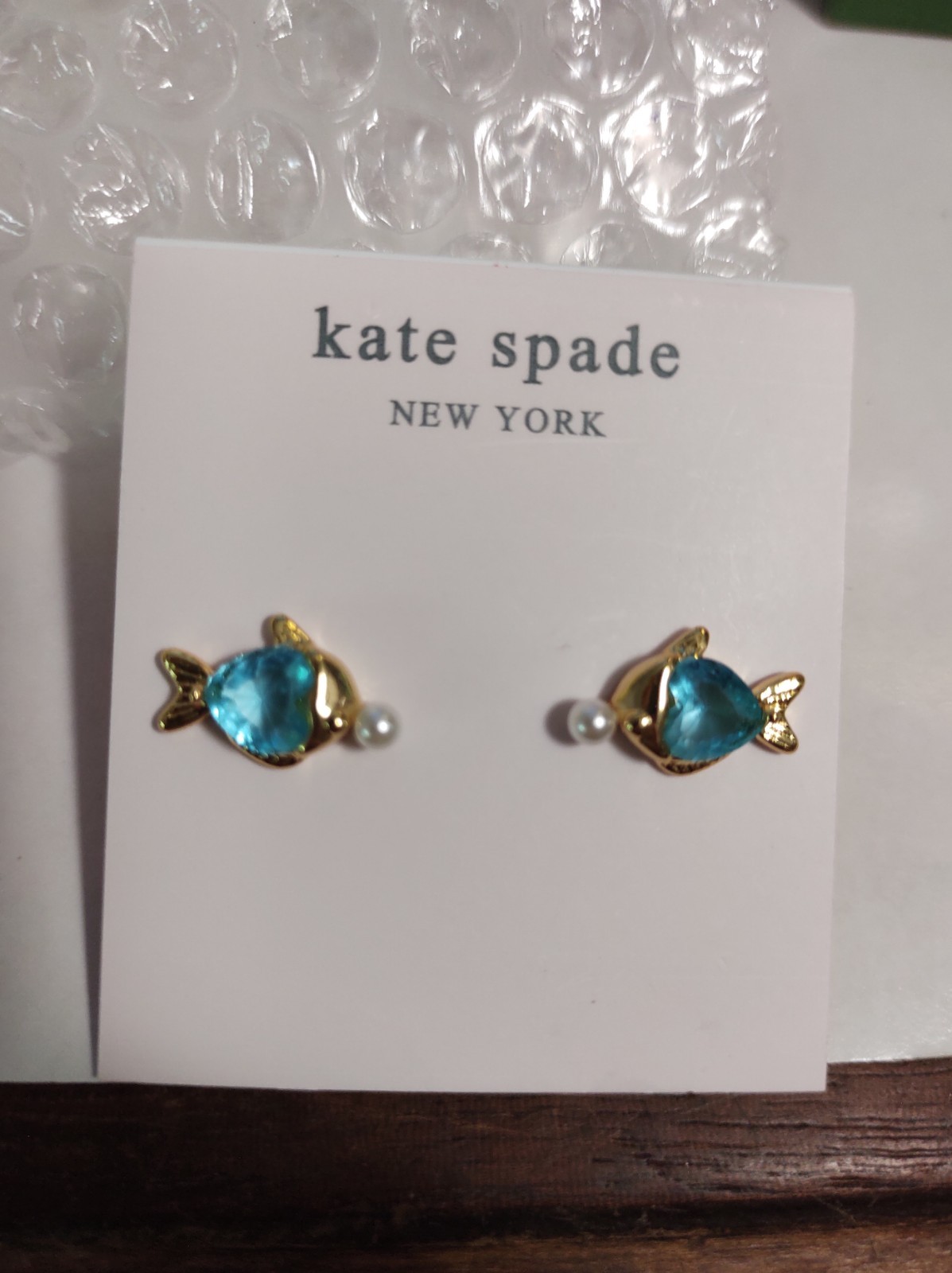 Kate Spade Blue Zirconia Fish Stud Earrings
