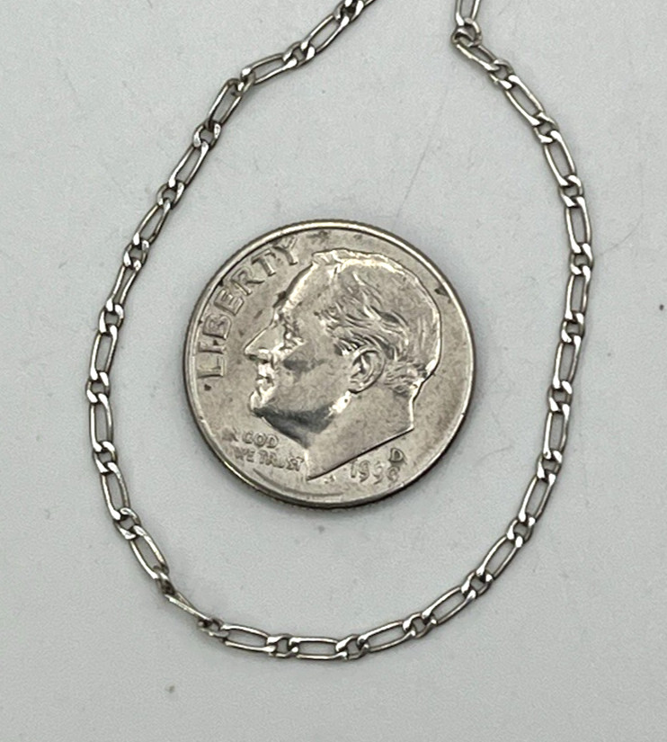 Petite FLAT PAPER CLIP FIGARO CHAIN 925 Sterling Silver 16 ” NECKLACE Choker