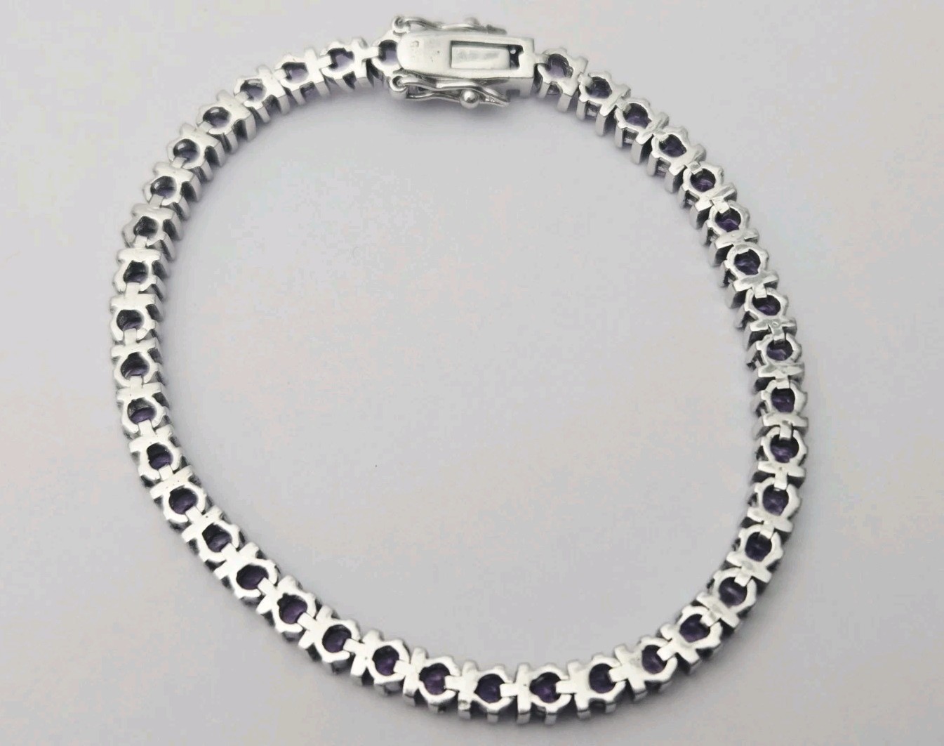 925 Sterling Silver Round Cut Amethyst Women’s Tennis Bracelet 6.7″