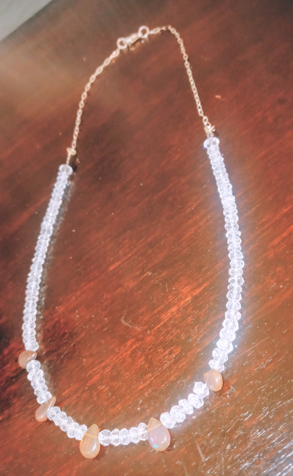Roundelle Faceted Aquamarine & Ethopian Opal Necklace ~ New ~ Handmade