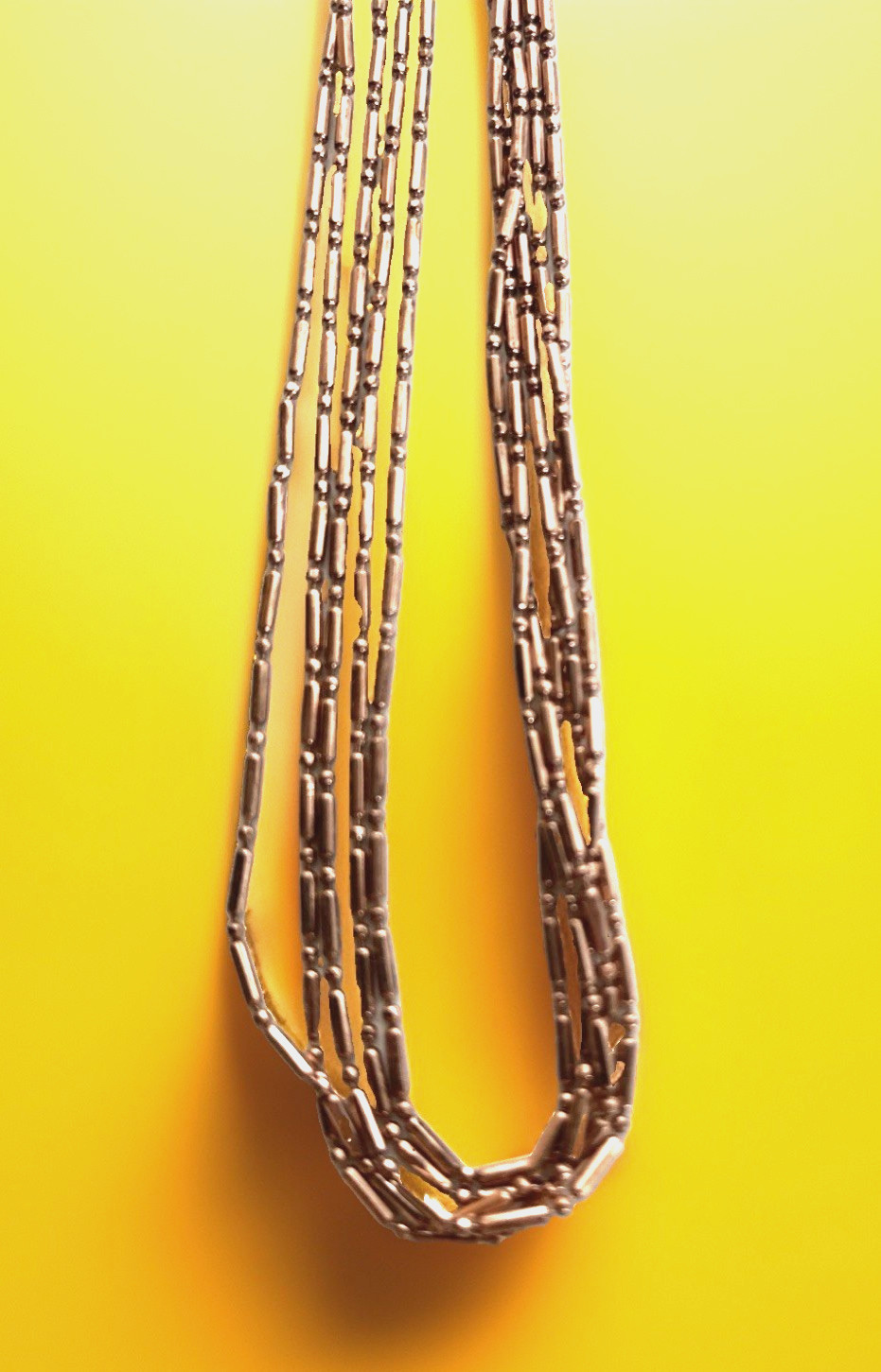 Multi-Strand Copper Ball & Bar Chain Necklace 17-1/2″ Long