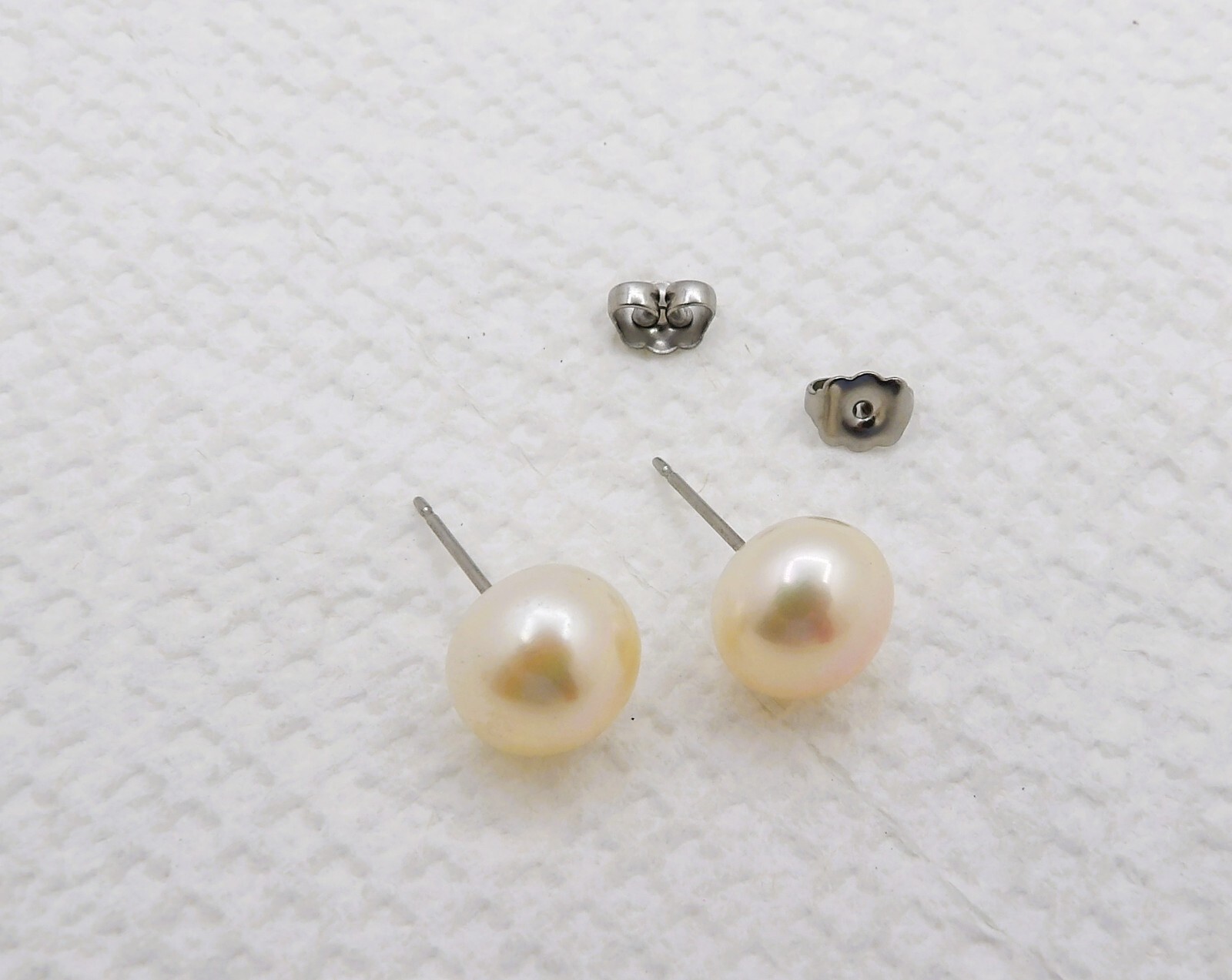 10.2 MM NATURAL PASTEL BUTTON GENUINE FRESHWATER PEARL JEWELRY EARRINGS ER036#10