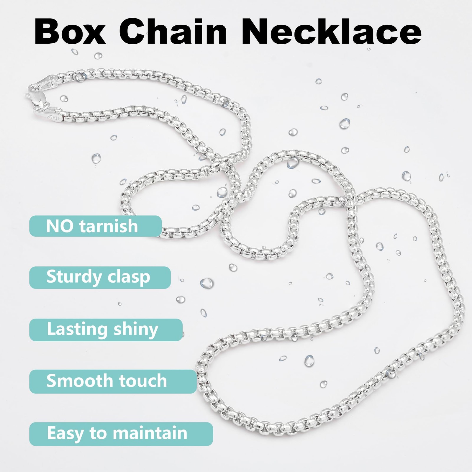 Waitsoul Wywh 925 Sterling Silver Chain Lobster Clasp 2Mm For Women Men