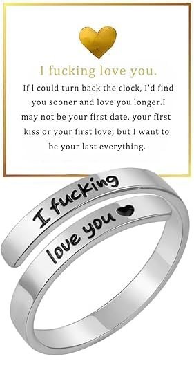 I F♡Cking Love You Ring for Women, Hope Rings Adjustable Stainless Steel Silver