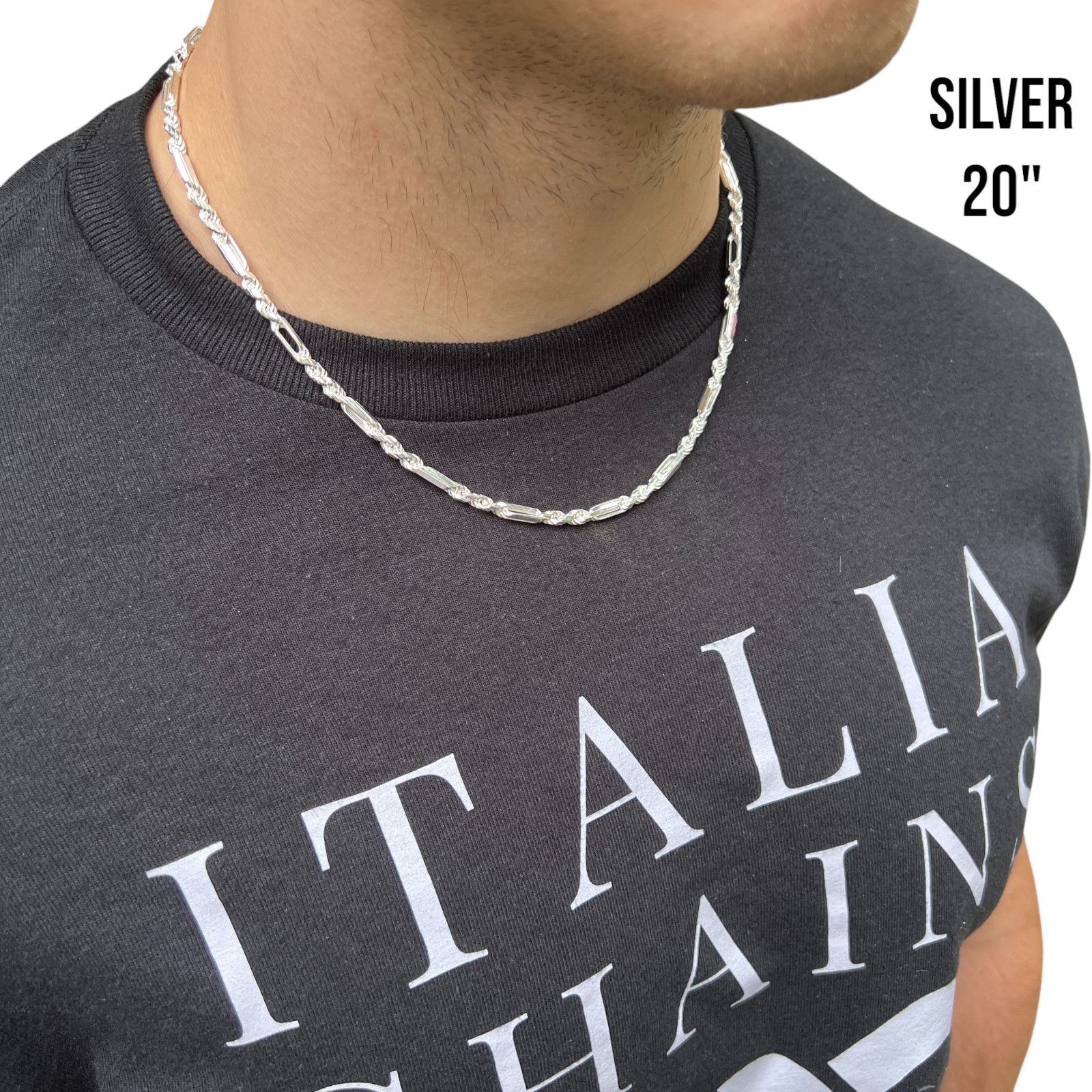 4mm Figarope Chain Necklace – Real Solid 925 Sterling Silver Or 14k Gold Vermeil
