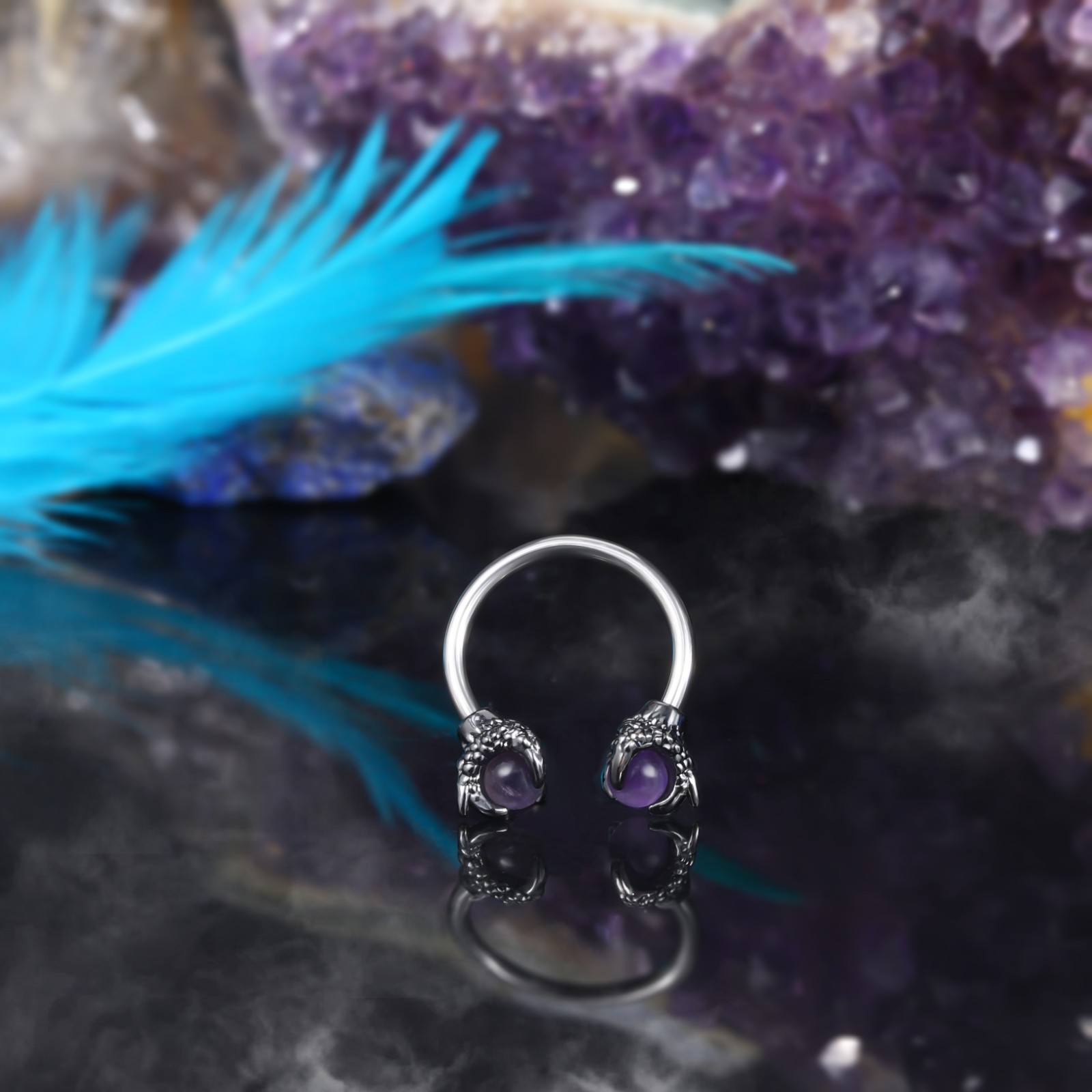 16G 316L Surgical Steel Circular Piercing Septum Ring Earring Weight Horse Shoes