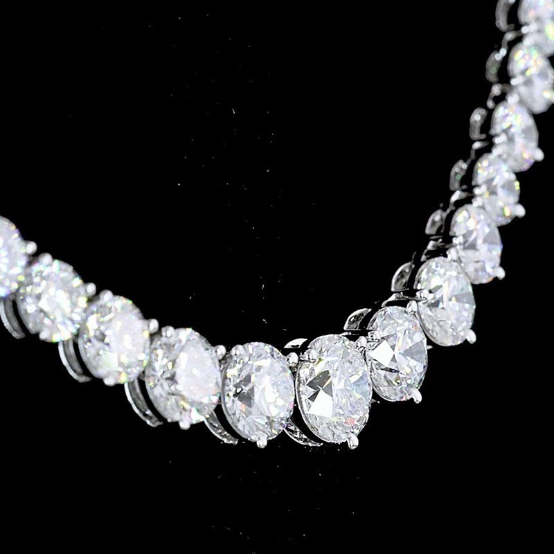 17.0 CTW Round Cut VVCS1 Moissanite Tennis Necklace In 14k White Gold Plated