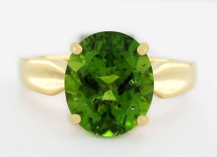 GENUINE 5.05 Cts PERIDOT RING .925 Sterling Silver (Yellow tone) – NEW WITH TAG