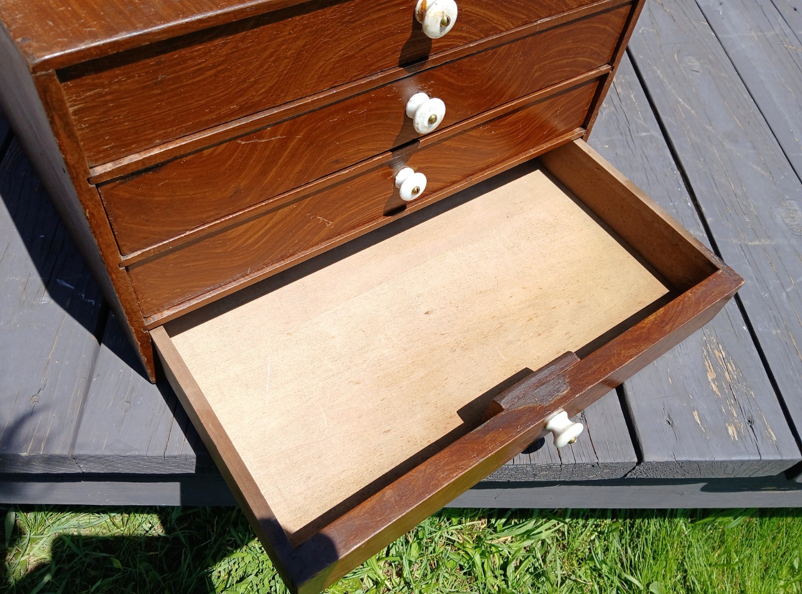 Antique Counter Top Watch Repair Cabinet Grain Painted 4 Drawers 1860s