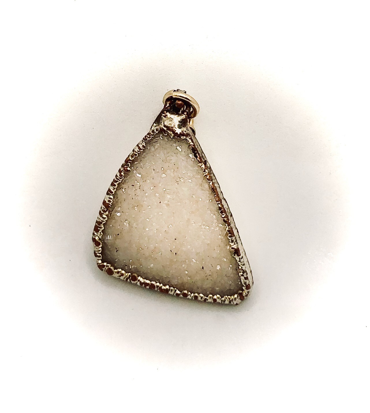 Cimber White Druzy Stone w/ Gold Edging