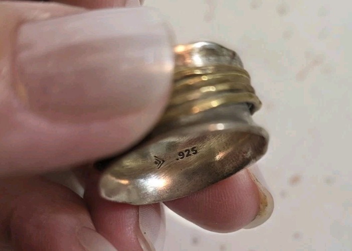 PAZ 925 STERLING SILVER HAMMERED SPINNER RING MADE IN ISRAEL PZ