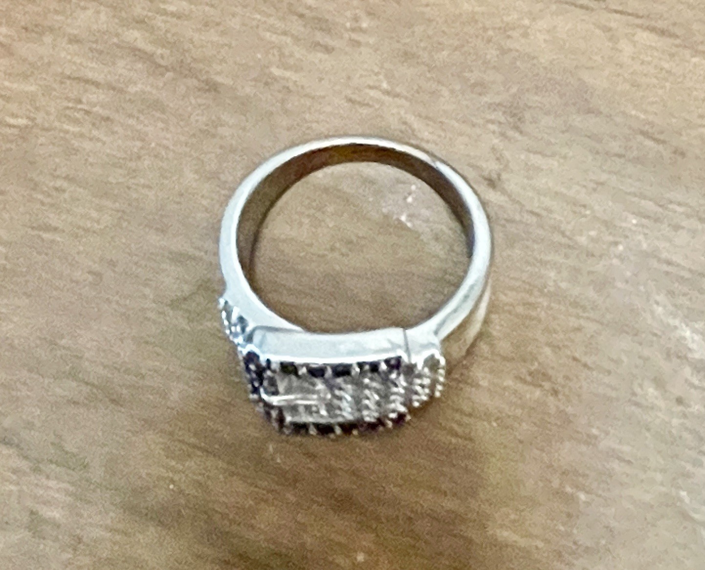 Vintage Silver Buckle Ring size 6 – Simulated Black and White Diamonds