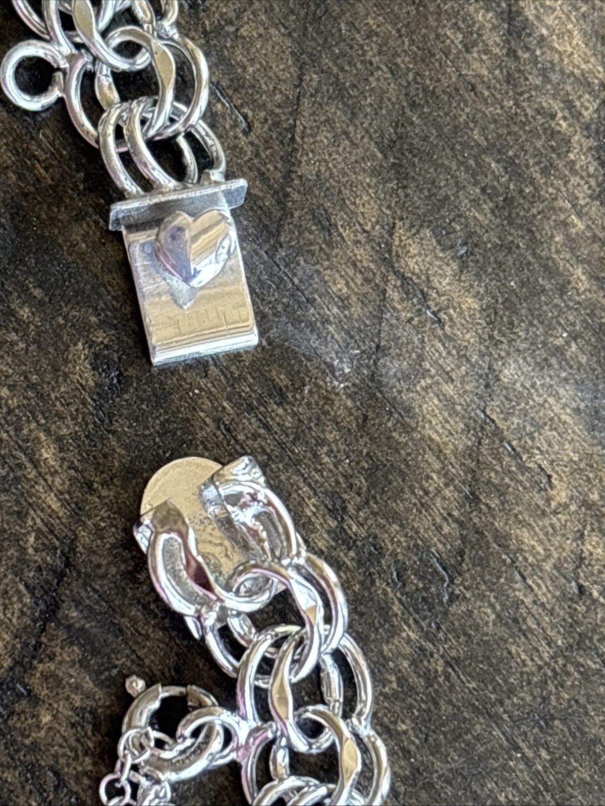 Vintage Elco 7 1/2″ double link sterling starter charm bracelet 11 GRAMS
