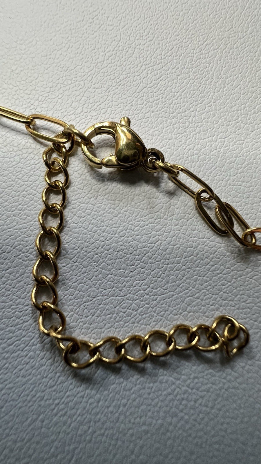 Gold Over Stainless Steel Paper Clip Chain Necklace Lobster Clasp Adjustable 24”