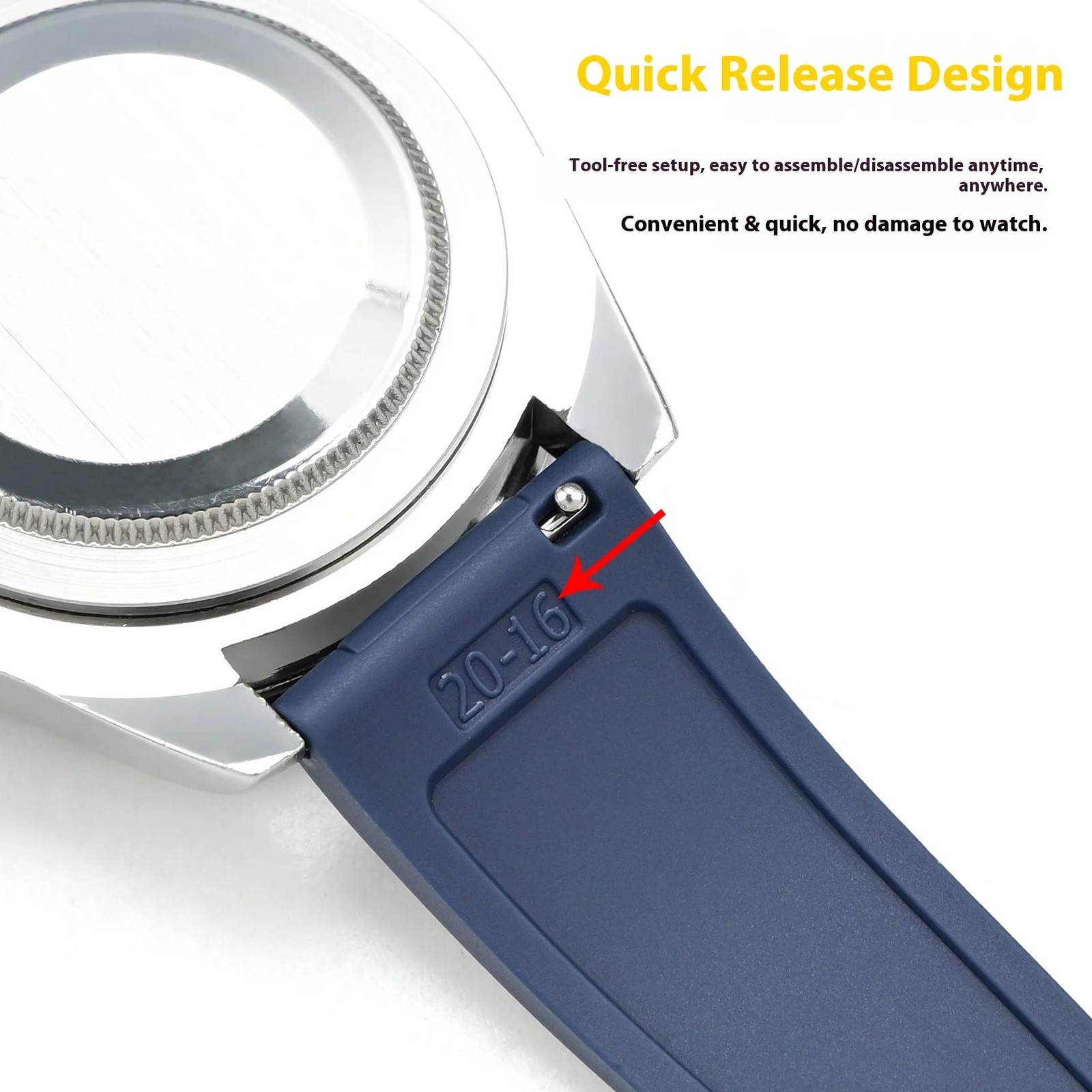 CTS Silicone Watch Strap 20mm 22mm Quick Release Butterfly Buckle Cut To Size
