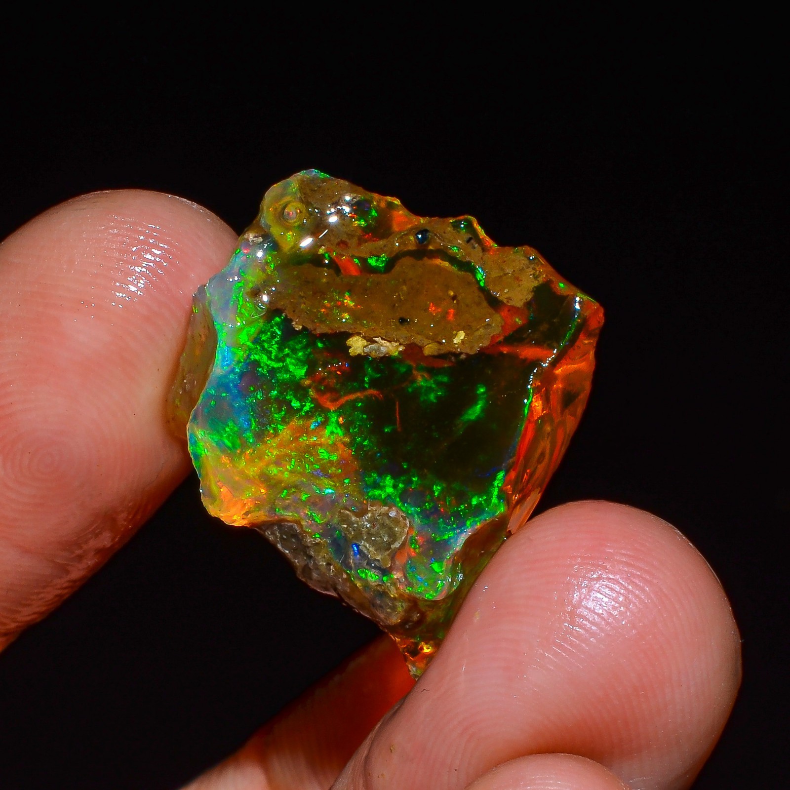 AAA++Top Grade-100%Natural Welo Fire Ethiopian Oil Opal Rough-13.00 Carat