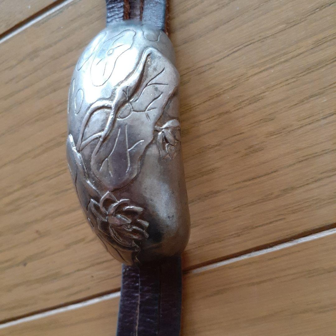 Silver and Leather Bracelet, Vintage, Used, 36.3g