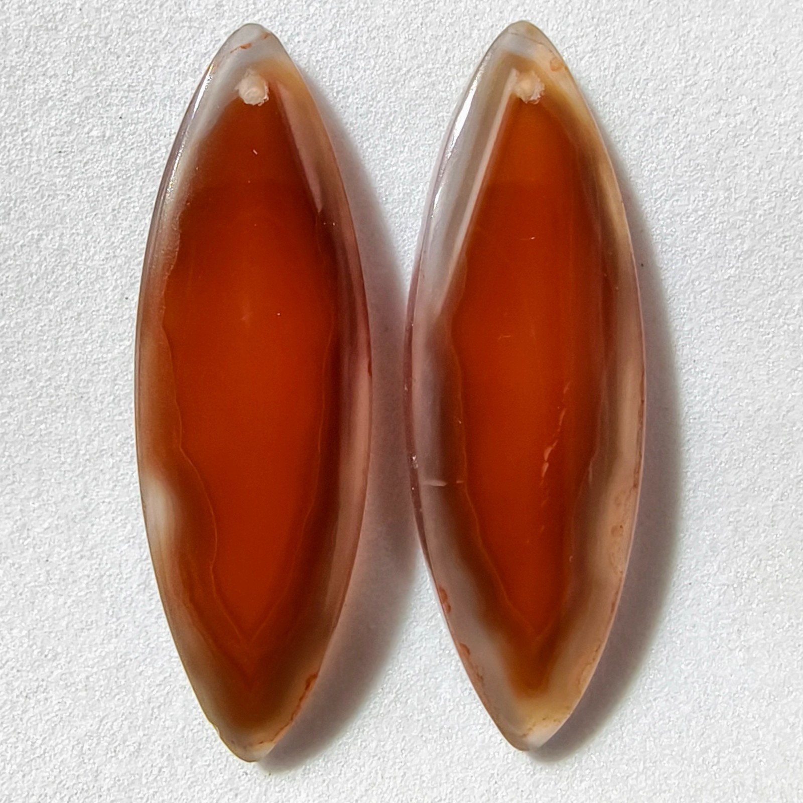 29 Cts Natural Botswana Agate Drilled Pair Cabochon Gemstone 37.8 X 12.3 MM
