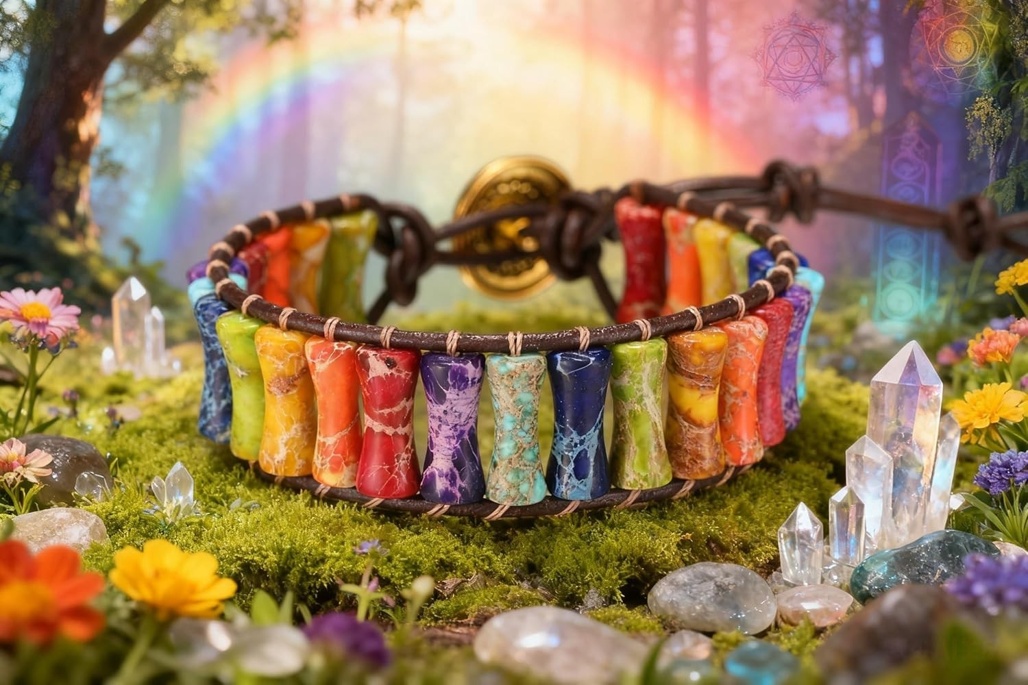 Inspirational 7 Chakra Bracelet – Handmade Natural Stone Jewelry for Self-Love