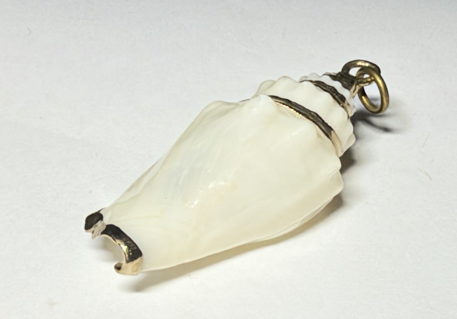 Vintage Natural Sea Shell Gold Tone Pendant Charm Nautical Beach Jewelry Small