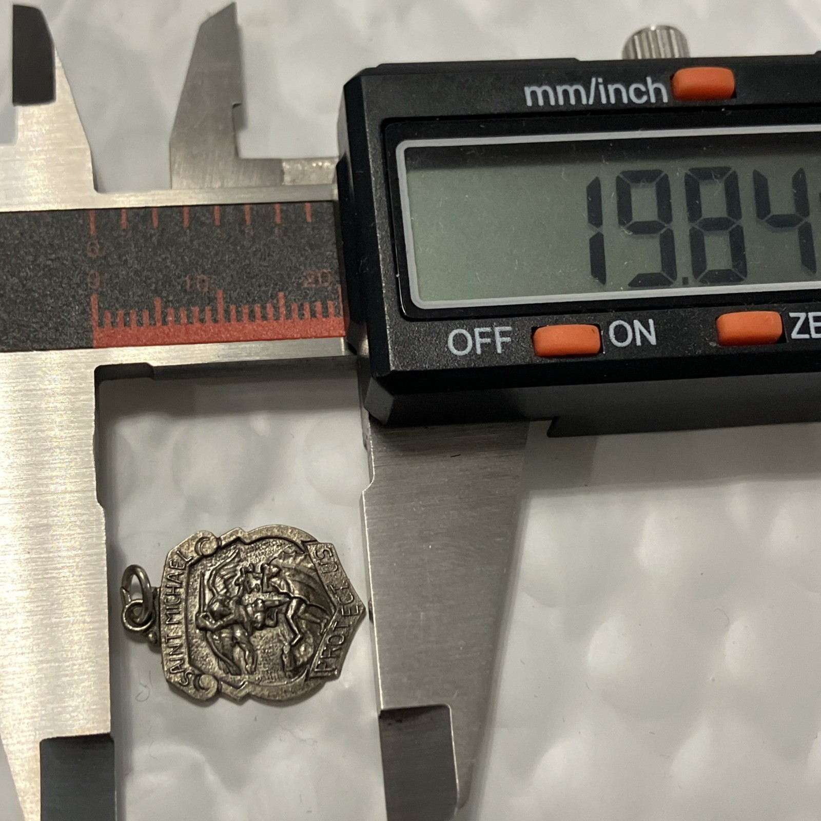 925 Sterling Silver Saint Michael Oxidized Pendant 1.5 Grams Natural Patina Back