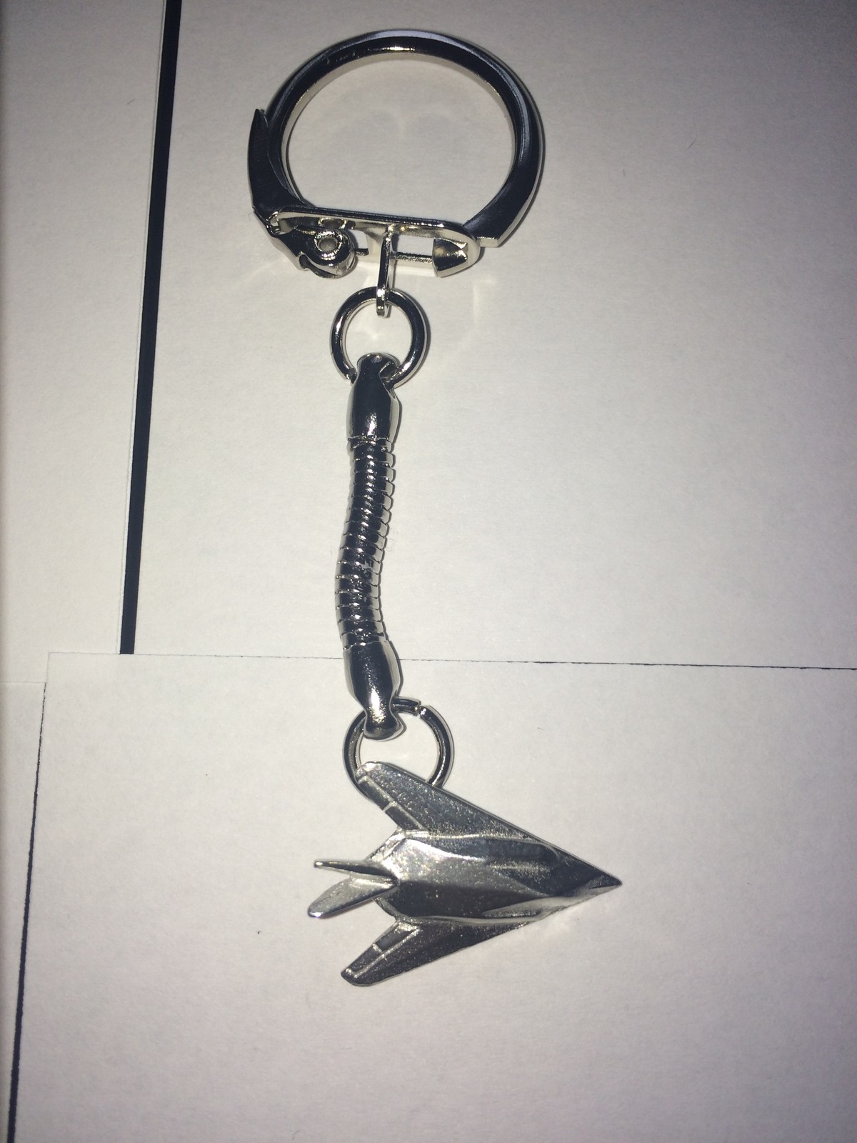 Lockheed F-117 Nighthawk C62 Stealth English Pewter Emblem on a Snake Keyring