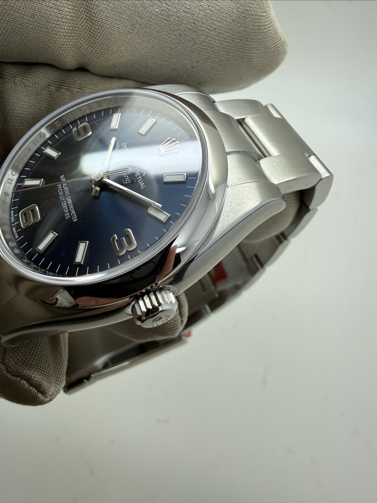 2012 Rolex Airking Oyster Perpetual Blue Dial Stickered NOS NEW 34mm 114200 B+P