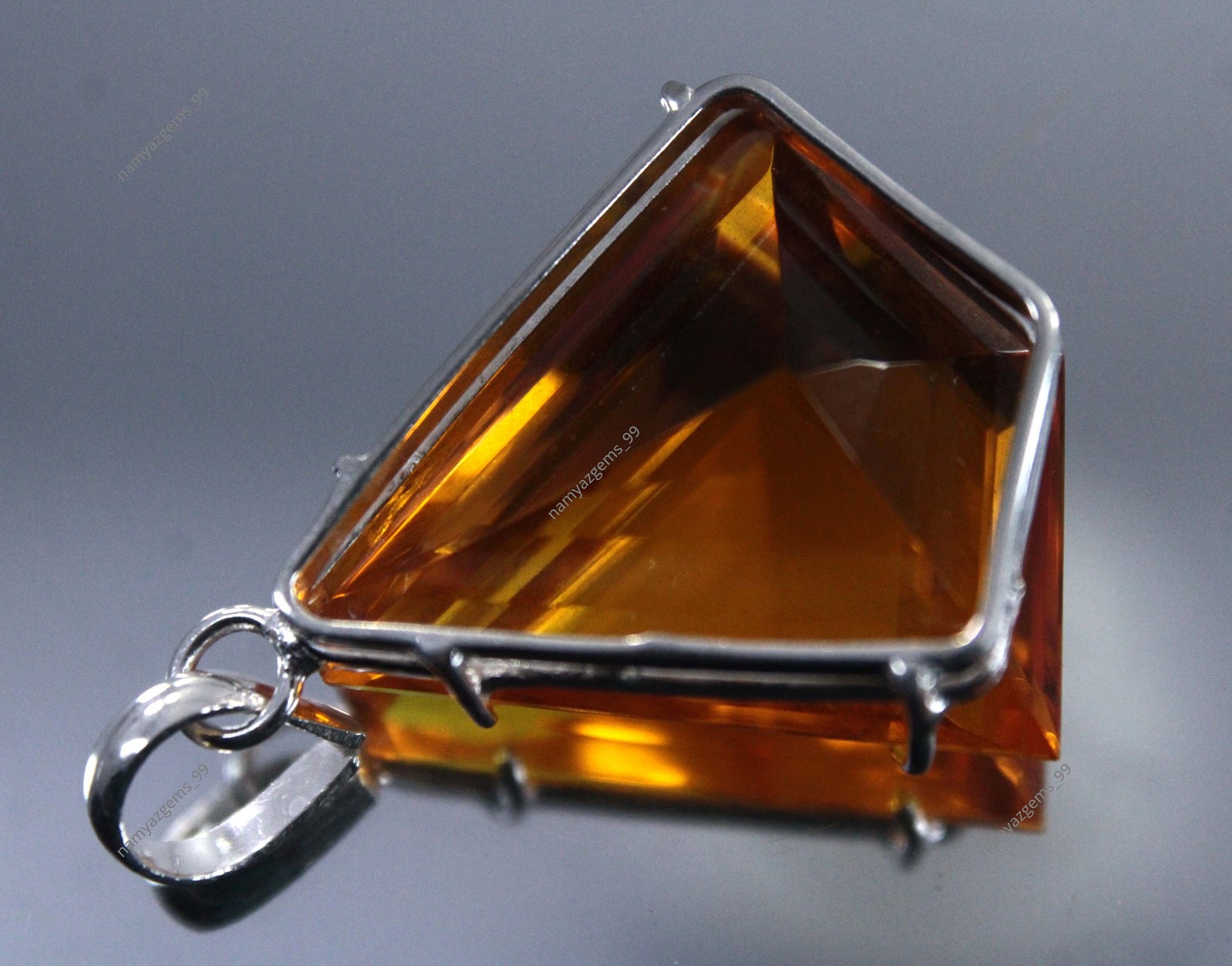 58.85 Ct Natural Imperial Topaz Loose Gemstone 925 Sterling Silver Pendant Fancy